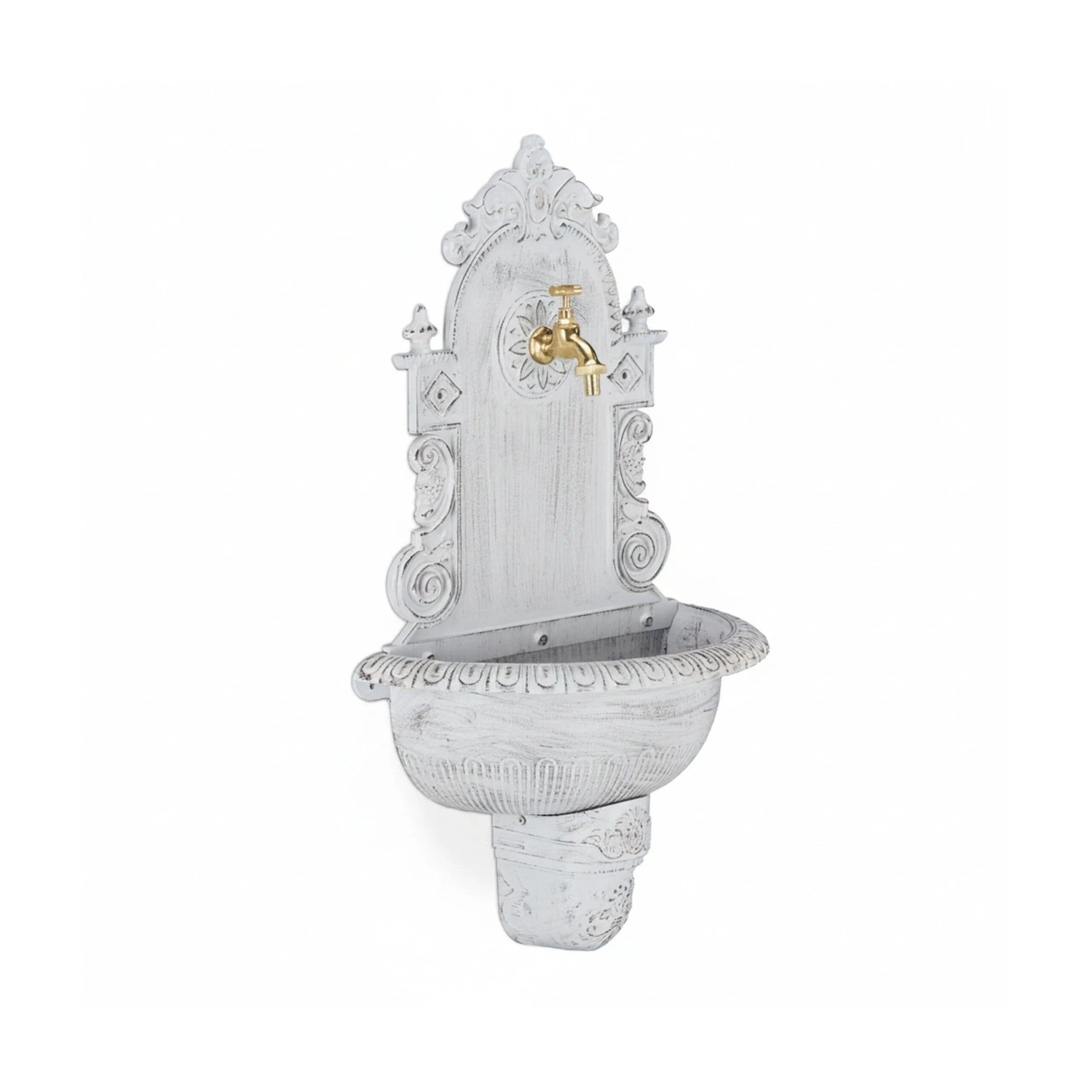 Relaxdays Wandbrunnen Aluminiumguss Weiß Antik 75 cm x 44 cm x 22 cm 4,1 kg