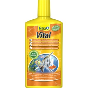 TetraVital 500ml Wasserpflegemittel für Aquarien, gelbe Flasche.