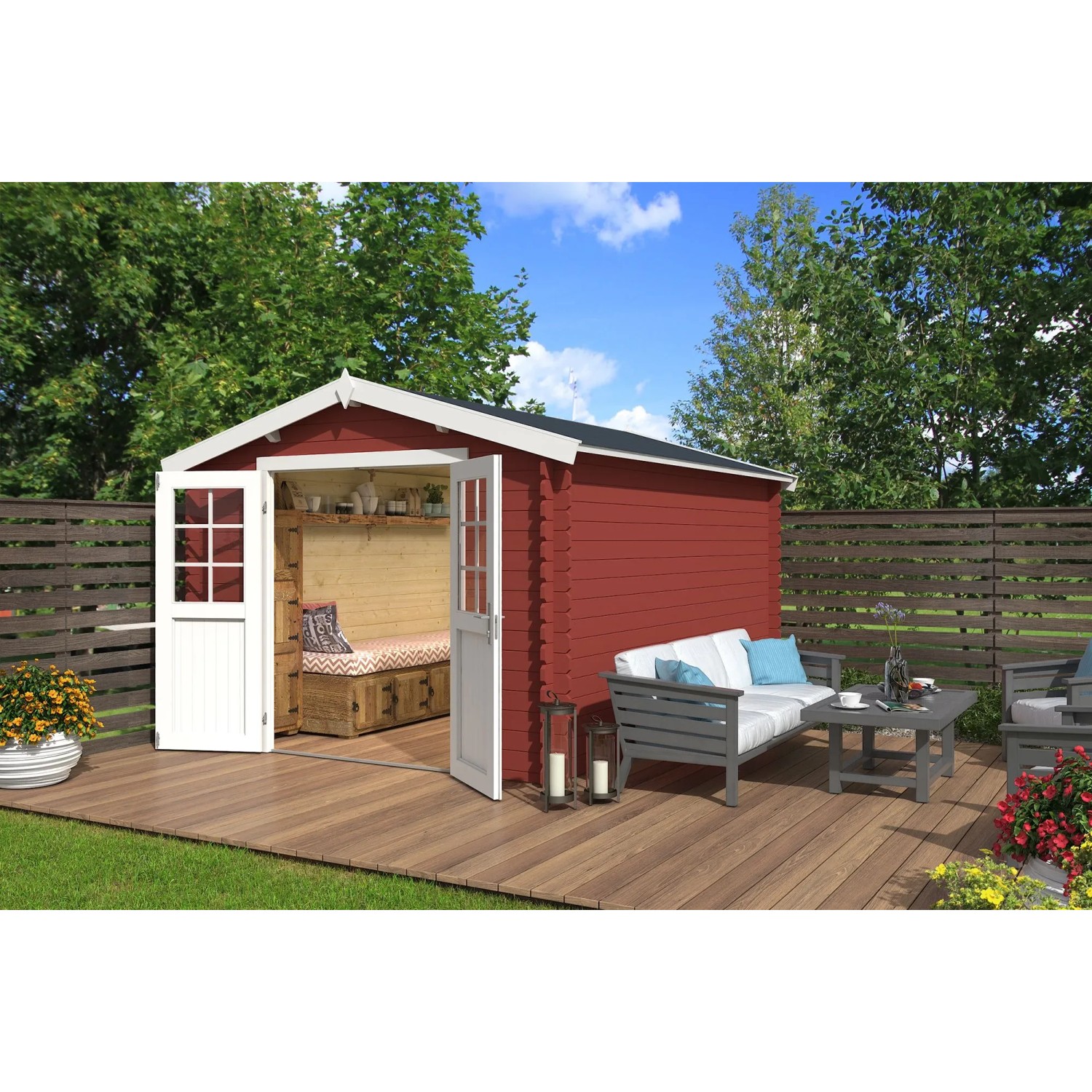 Lasita Gartenhaus Norah 380 Schwedenrot 275 cm x 380 cm