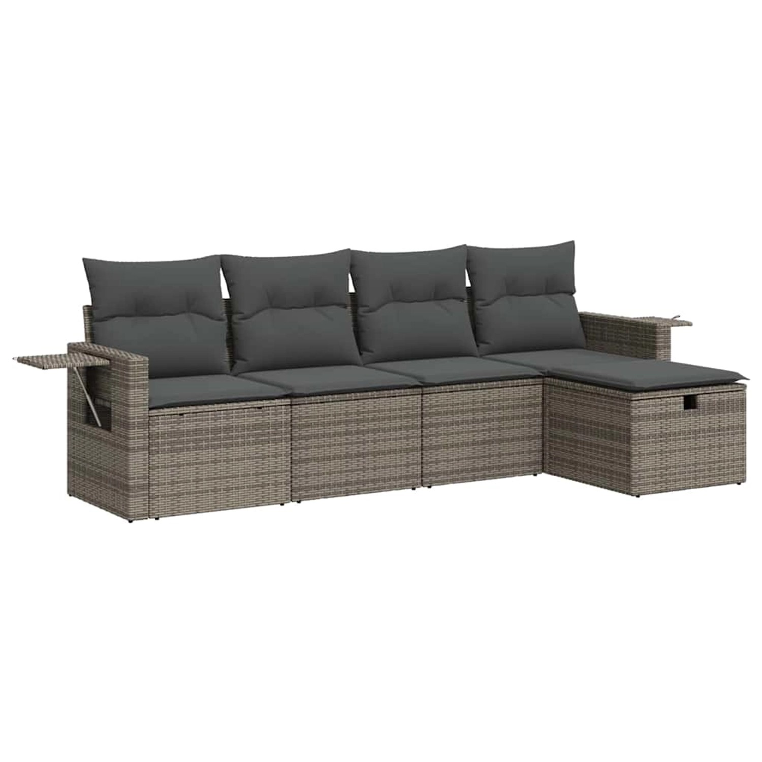 vidaXL 5-Tlg Garten-Sofagarnitur mit Kissen Grau Poly Rattan 3325466 günstig online kaufen