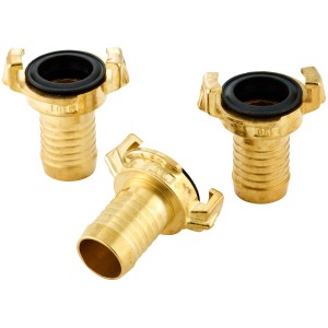 3er Set Schnellkupplungs-Schlauchstücke aus Messing für 25 mm (1") Schläuche.