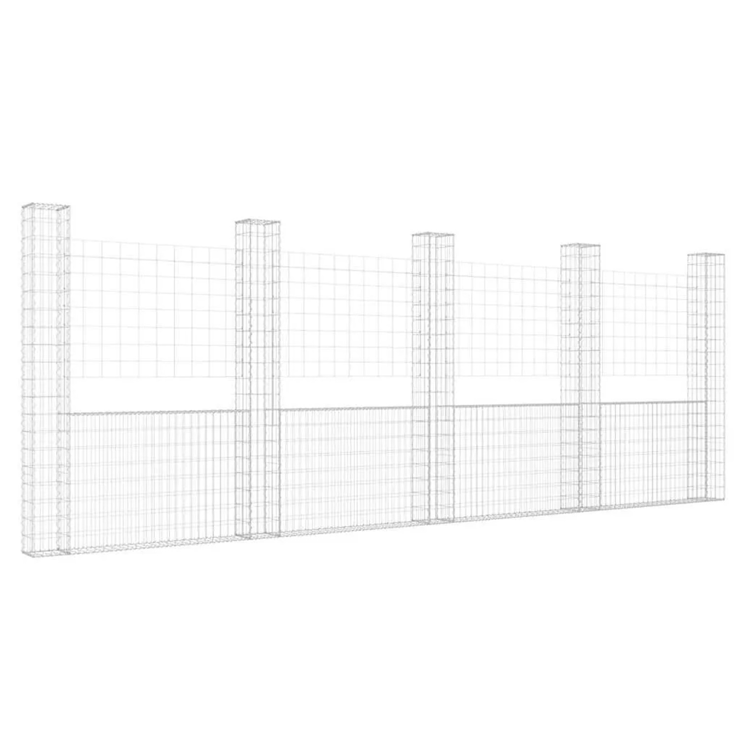 vidaXL Gabionenkorb U-Form mit 5 Säulen Eisen 500x20x200 cm 151292