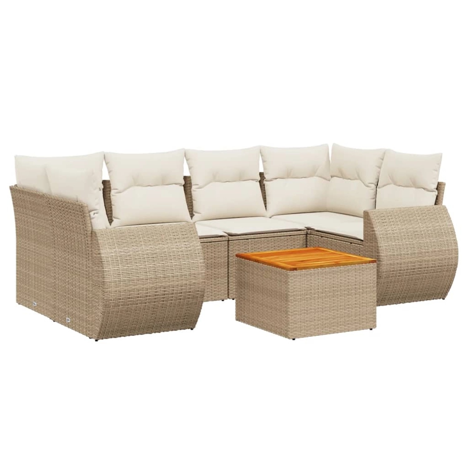 vidaXL 7-Tlg Garten-Sofagarnitur mit Kissen Beige Poly Rattan 3257234 günstig online kaufen