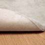 Beiger, runder vidaXL Kunstfell Teppich (Ø 160cm) aus Polyester, Detailansicht der Unterseite.