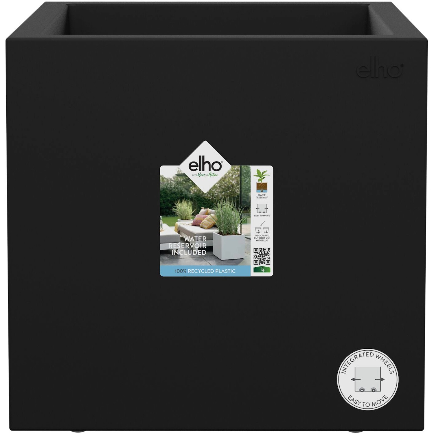 Elho Pflanztopf Vivo Next 40 cm x 40 cm x 40 cm Living Black mit Rollen günstig online kaufen