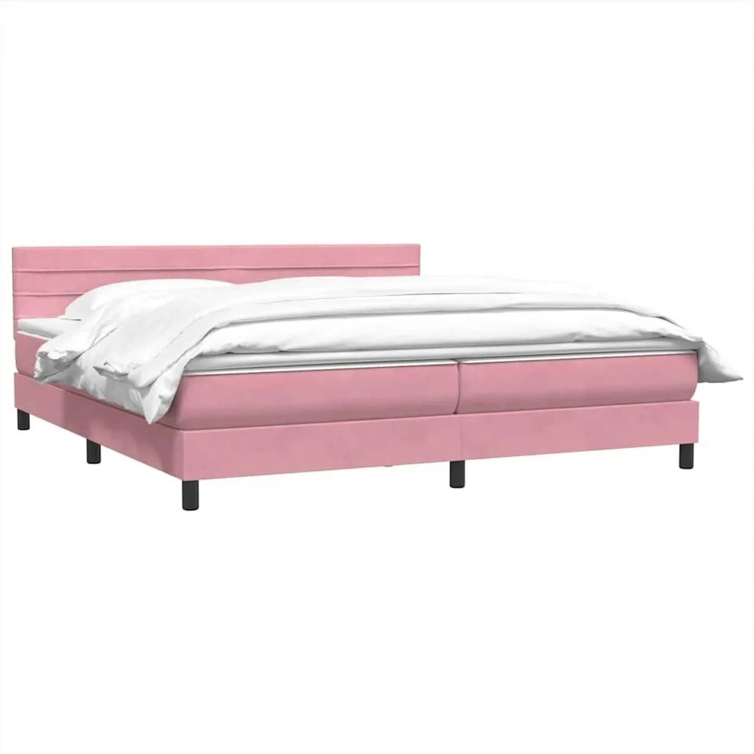 vidaXL Boxspringbett mit Matratze Rosa 180x210 cm Samt 3316322