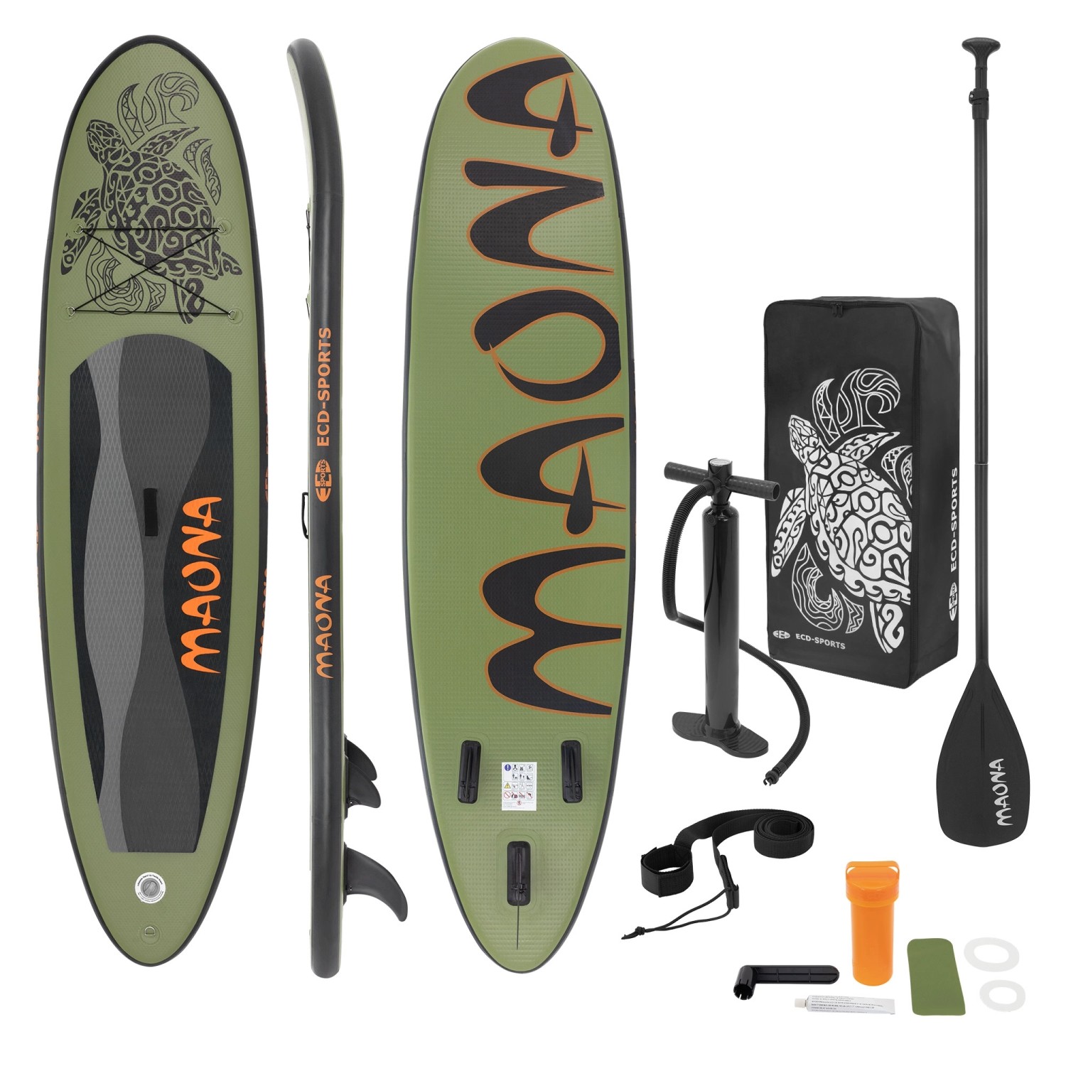 ECD Germany Aufblasbares Stand Up Paddle Board Maona 308 x 78 x 10 cm Olive PVC
