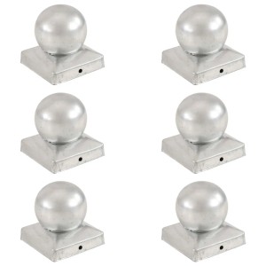 vidaXL Pfostenkappen 6 Stk Kugelform Verzinktes Metall 91 x 91 mm 145499