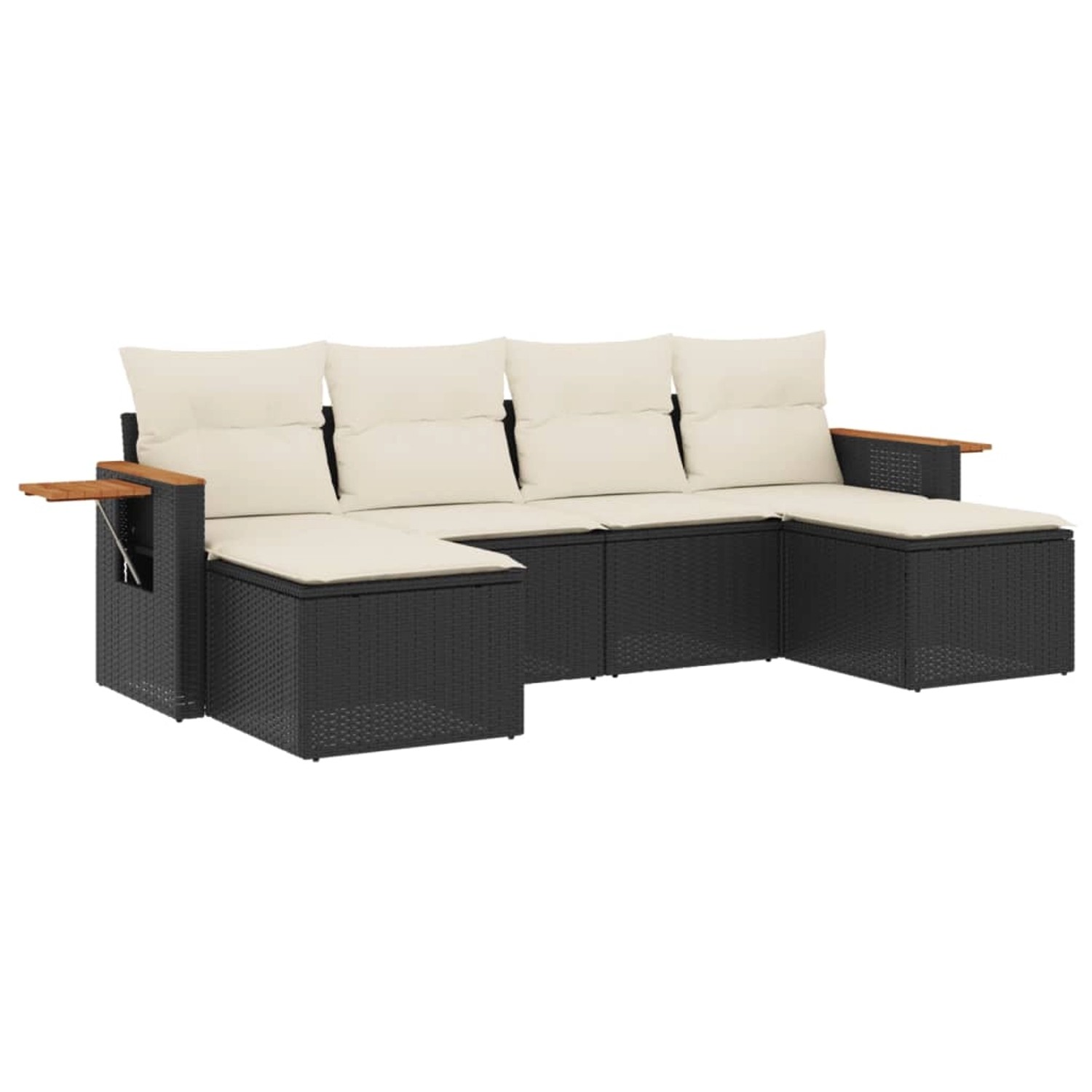 vidaXL 6-Tlg Garten-Sofagarnitur mit Kissen Schwarz Poly Rattan 3259459 günstig online kaufen