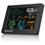 Schwarze Bresser Wetterstation MeteoTemp Baro HZ mit Farbdisplay für Innen- und Außentemperatur.