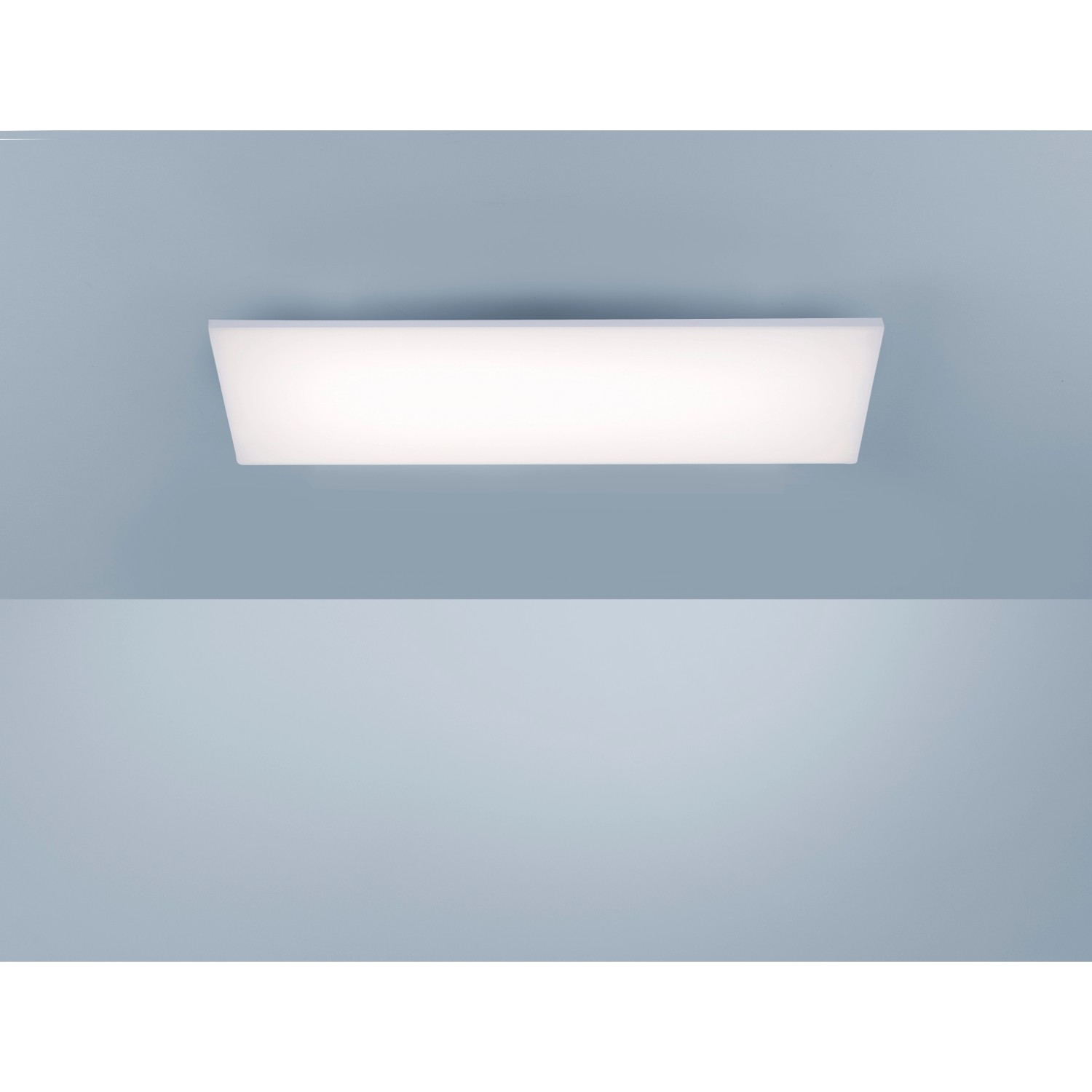 Weiße, rechteckige Paul Neuhaus LED-Deckenleuchte Frameless, 60x30 cm.