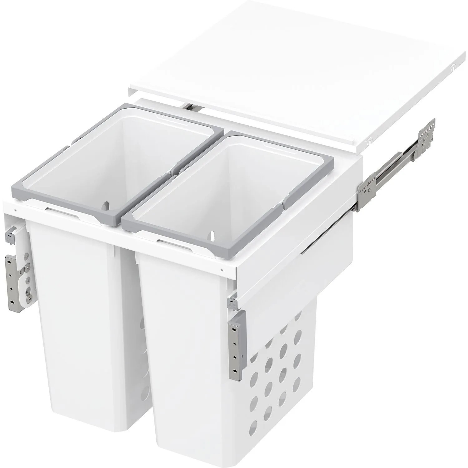 Vauth-Sagel Einbau Wäschekorb für Schrankeinbau in Korpusbreite 600 mm 2x44, Weiß