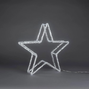Konstsmide Acryl Doppelstern mit warmweißen LEDs und transparentem Kabel. Leuchtende Weihnachtsfigur für Außen.