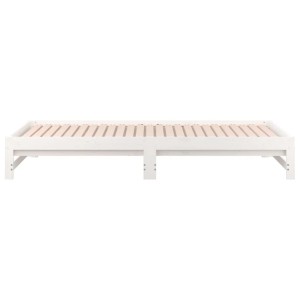 Weißes, ausziehbares Tagesbett aus Kiefernholz (90x200 cm) ohne Matratze.