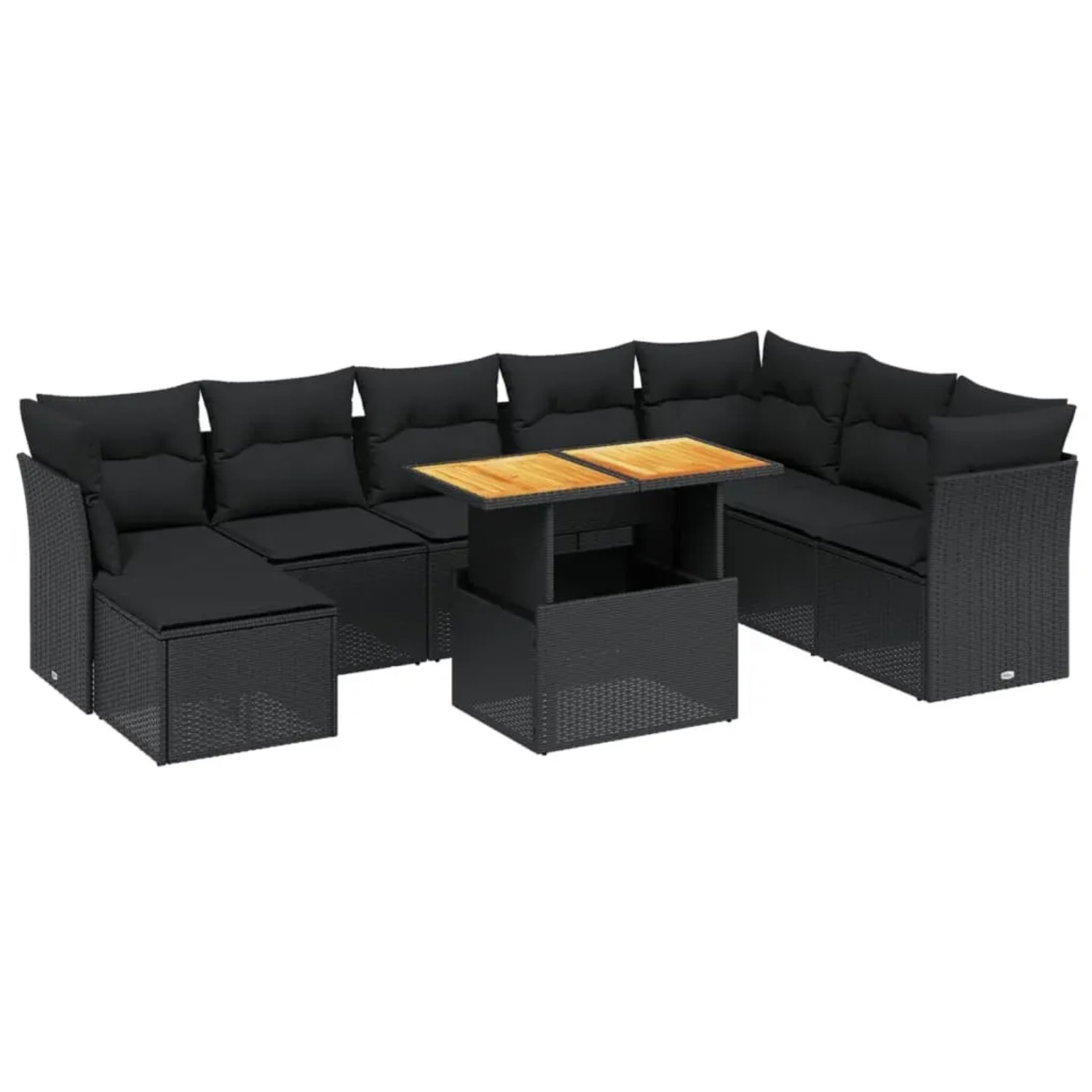 vidaXL 9-Tlg Garten-Sofagarnitur mit Kissen Schwarz Poly Rattan 3275512 günstig online kaufen