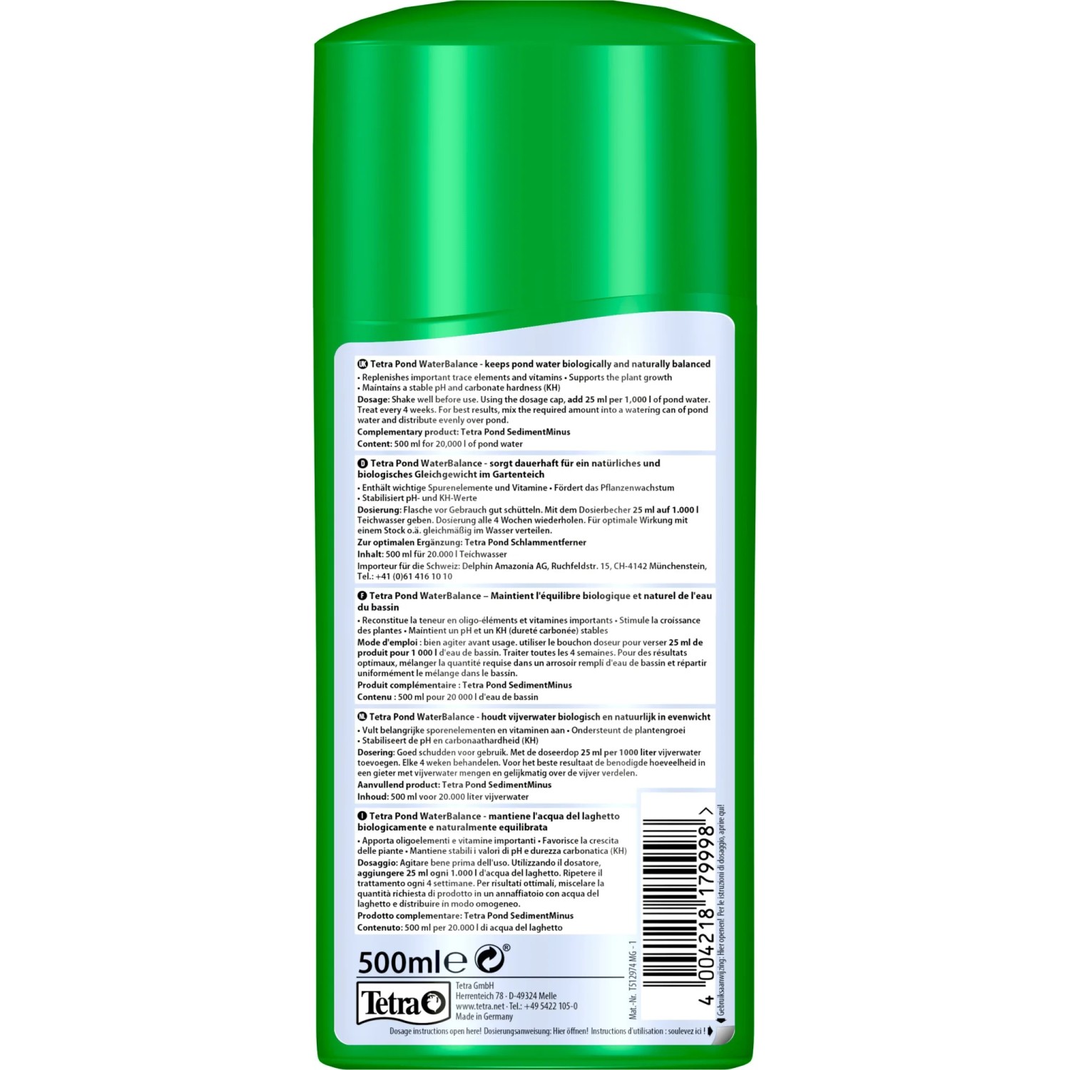 Tetra Pond WaterBalance Wasserpflegemittel, 500ml Flasche für Gartenteich.