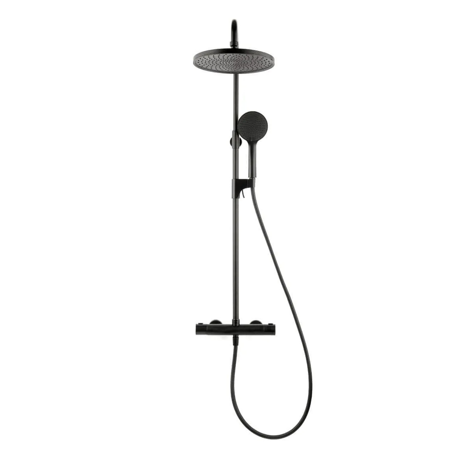 Swiss Aqua Technologies Duschsystem Rainbrause Duscharmatur Regendusche 25,4CM mit Thermostatarmatur Schwarz Matt