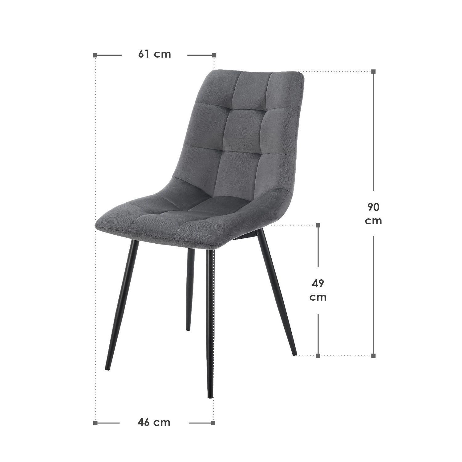 Juskys Esszimmerstuhl Blanca, 4er Set, dunkelgrau, Samt, mit Maßangaben.