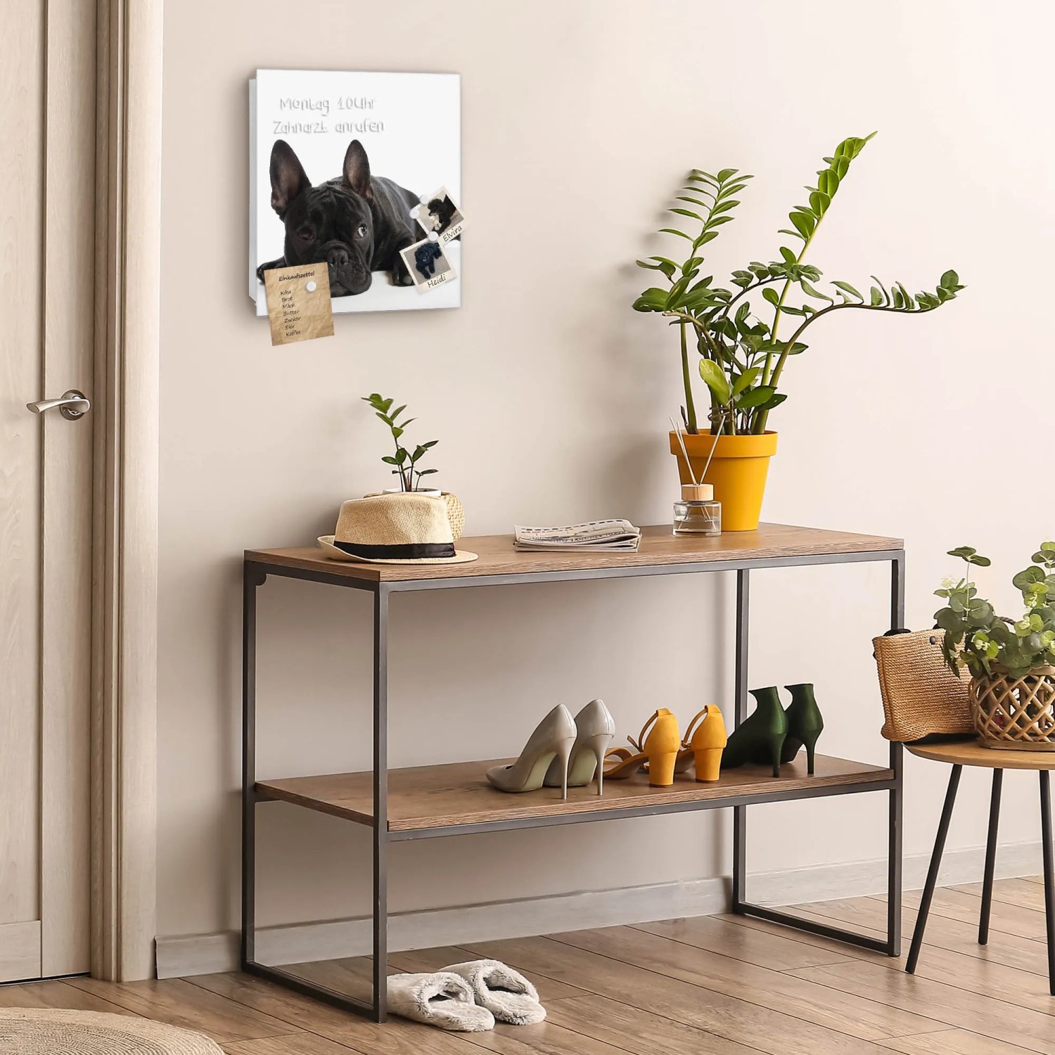 Banjado Schlüsselkasten mit Bulldoggen-Motiv, 30x30cm, Magnettafel, beschreibbar, 50 Haken.