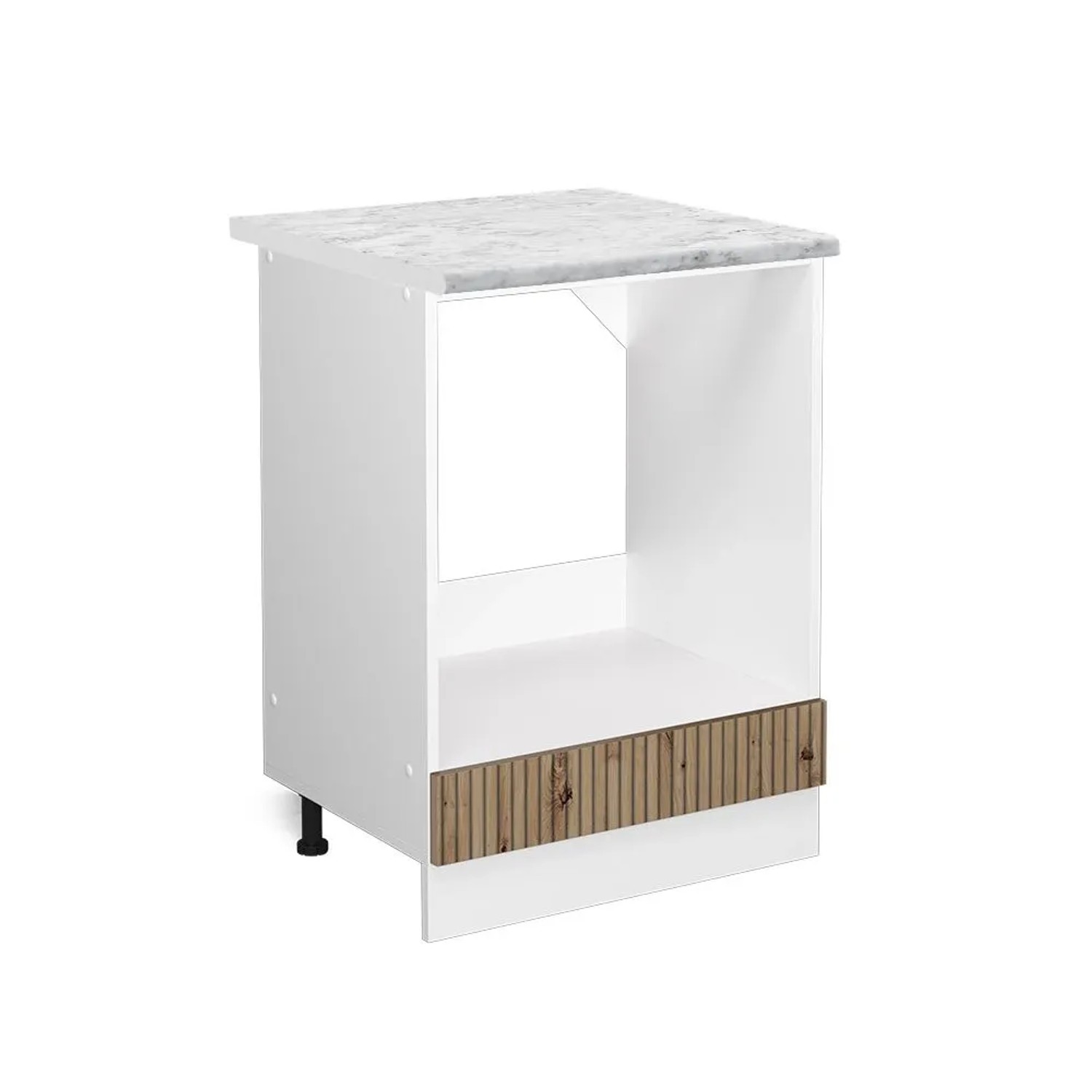 Vicco Herdumbauschrank R-Line Herdschrank Artisan-Eiche Weiß 60 cm AP Marmor