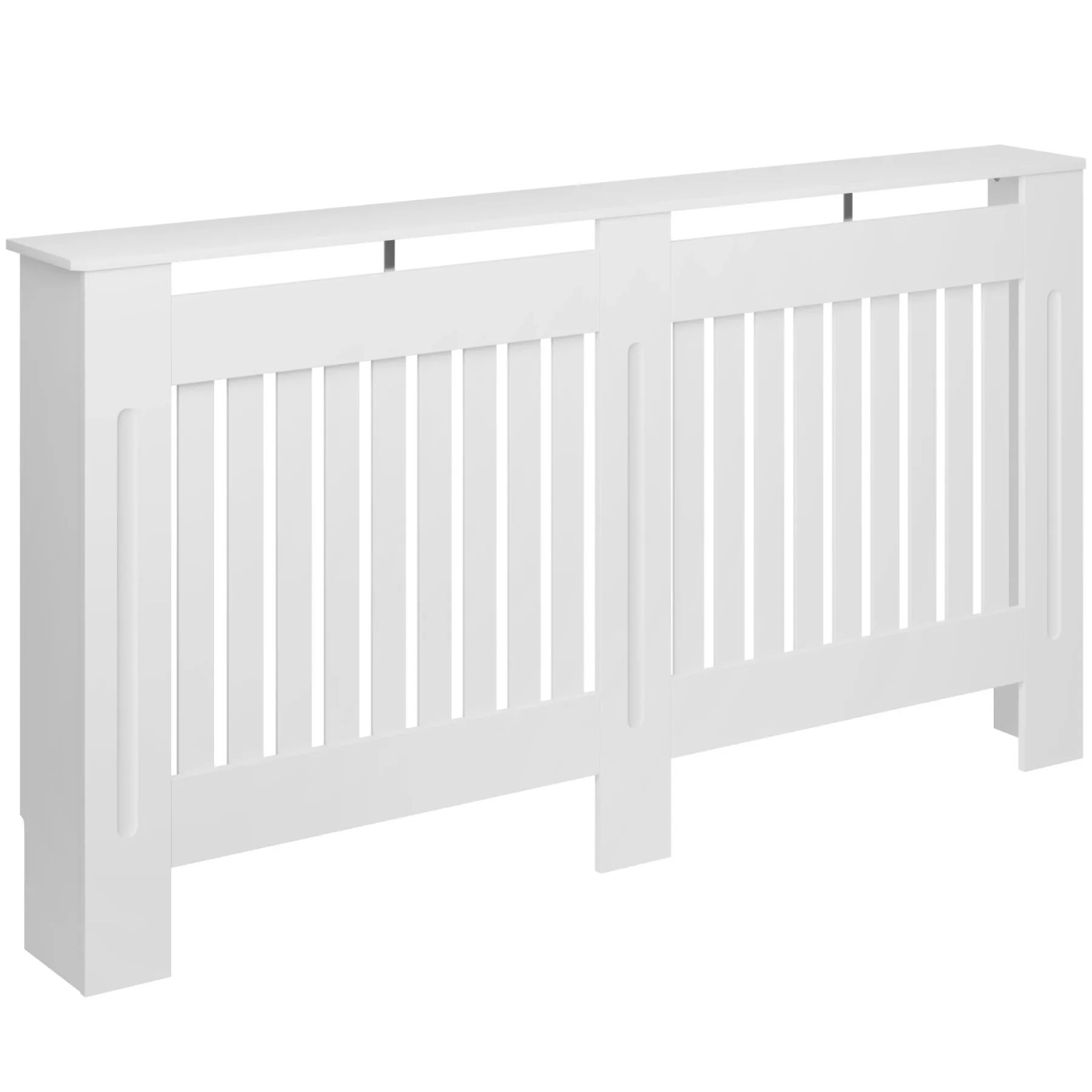 Tectake Heizkörperabdeckung Vila Verschiedene Größen Stilvolles Lamellendesign 152 5 x 19 x 82 cm 19 x 152 x 82 cm Weiß
