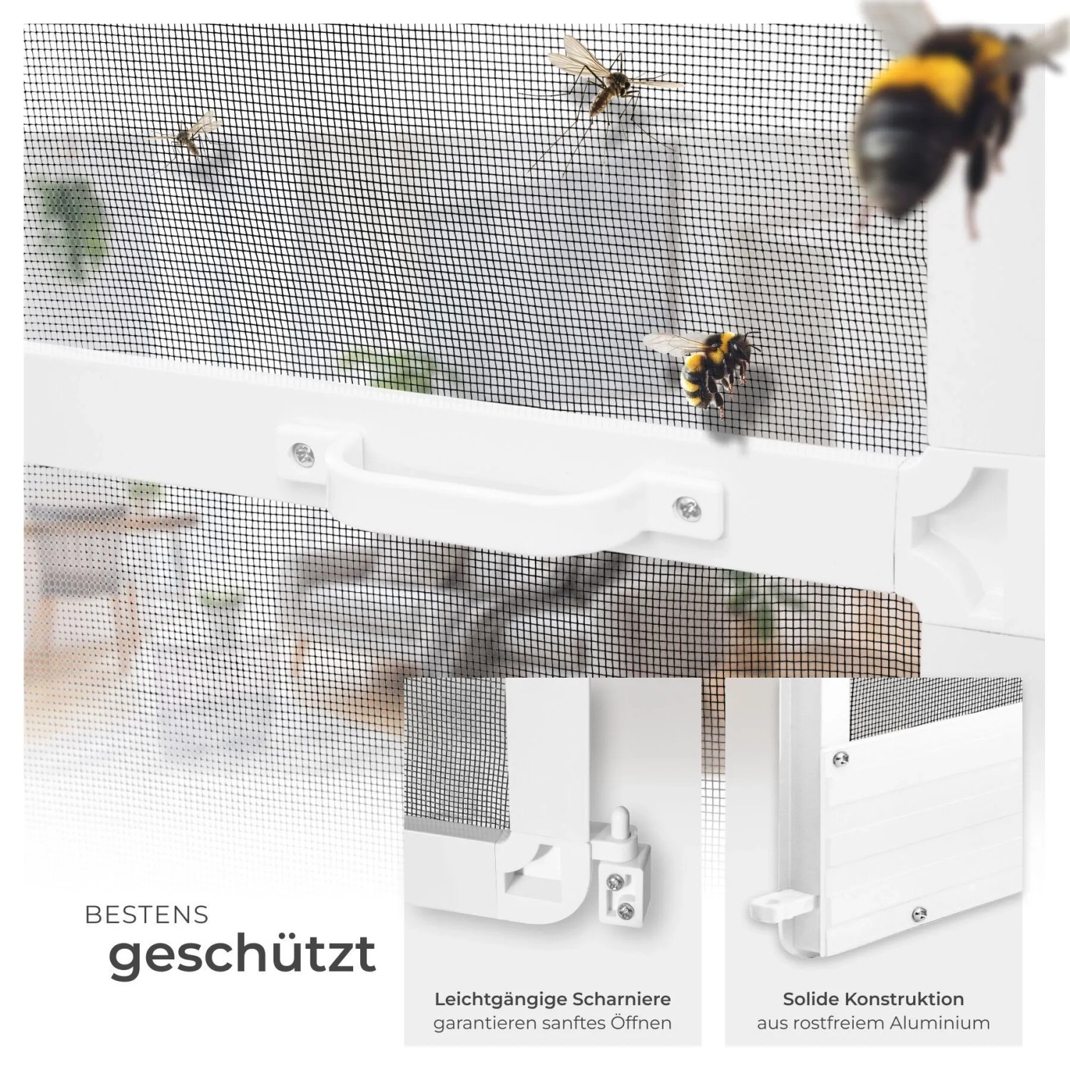 Tectake Fliegengitter Mit Aluminiumrahmen  Für Türen  Zuschneidbar Wetter  und Uv Beständig  1 x 95 x 210 cm Weiß_3