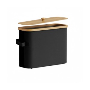 Relaxdays Toilettenpapierbehälter Polyester Bambus Kunststoff Schwarz 12 Rollen mit Sichtfenster 33 cm x 45 cm x 16 cm 0,7 kg