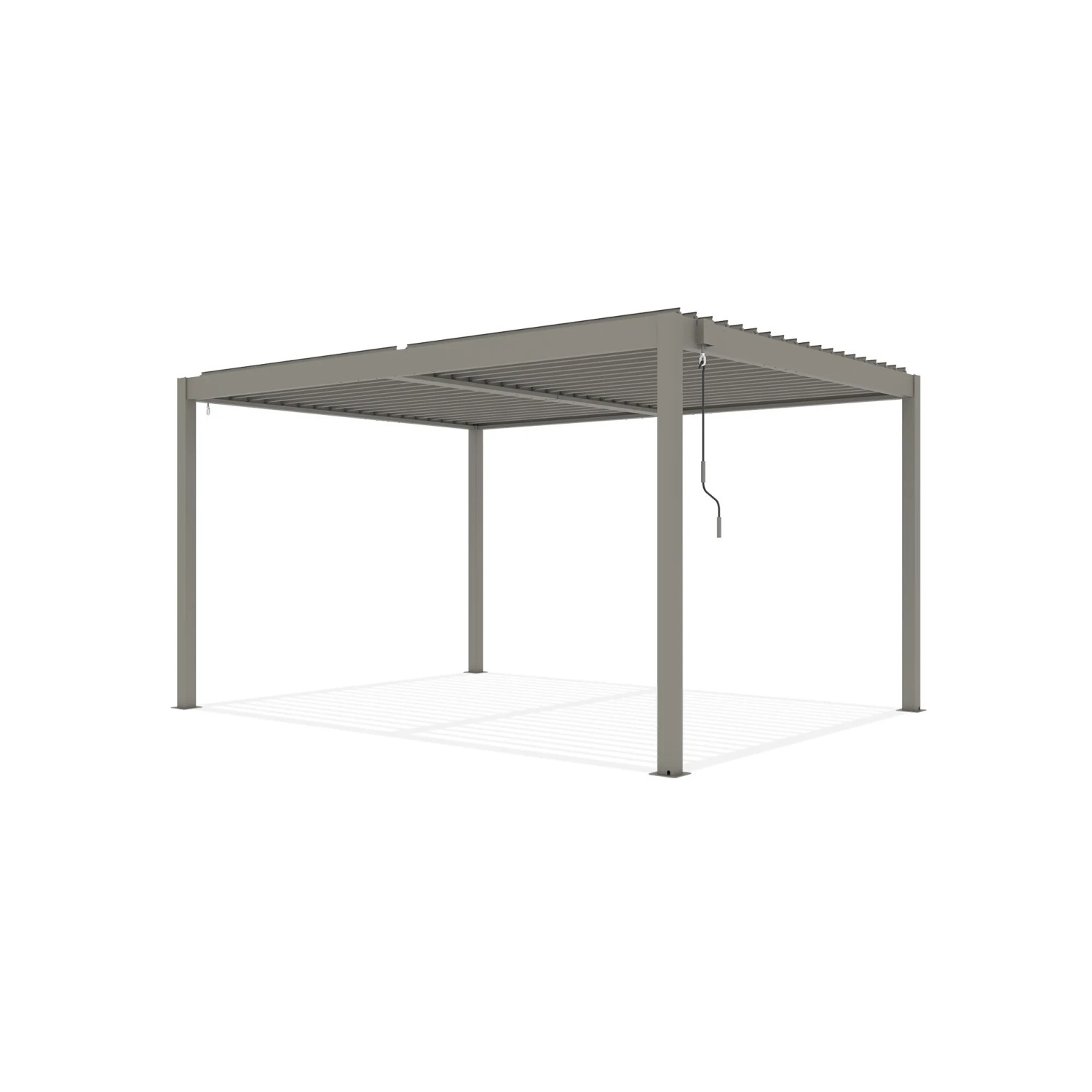 Freistehende Cazeboo Piana Bioklimatische Pergola 4x3m in Taupe aus Aluminium.