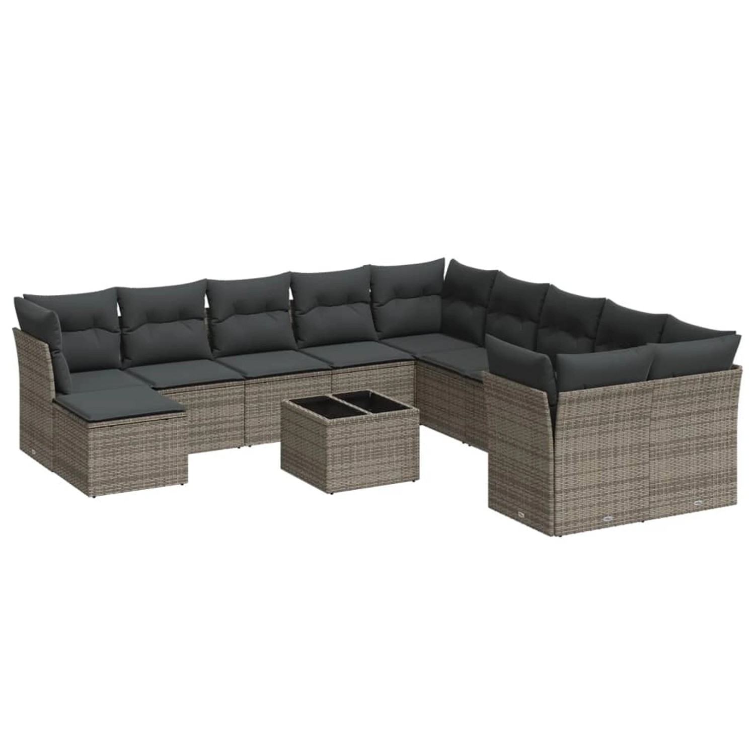 vidaXL 12-Tlg Garten-Sofagarnitur mit Kissen Grau Poly Rattan 3218620 günstig online kaufen