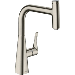 Hansgrohe Metris Select Küchenarmatur 240 mit Ausziehauslauf, Edelstahl gebürstet.