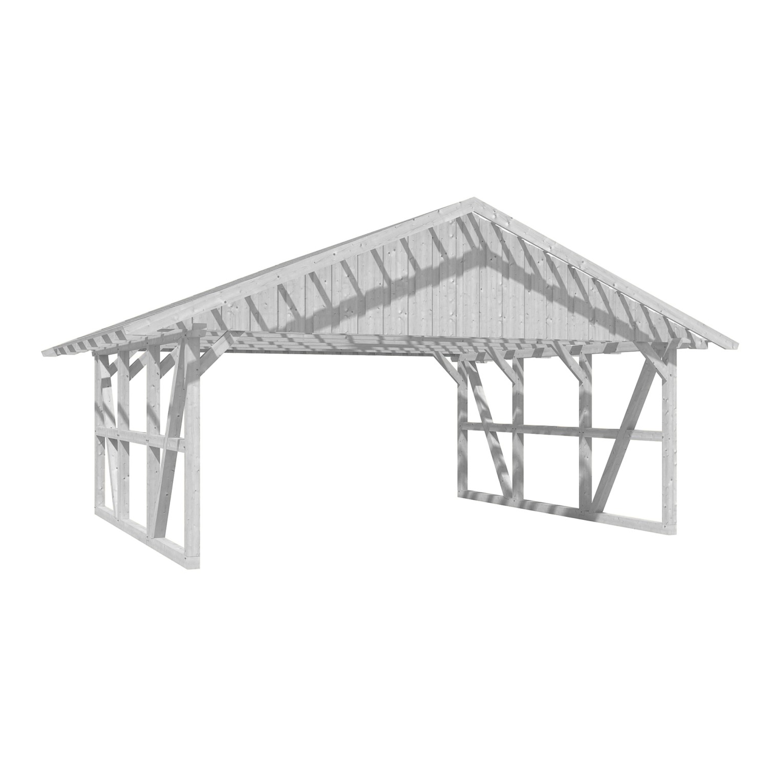 Skan Holz Carport Schwarzwald mit Dachlattung 684 x 600 cm Weiß günstig online kaufen