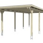 Skan Holz Einzelcarport Emsland mit Flachdach, Holzkonstruktion mit Aluminium Dachplatten.