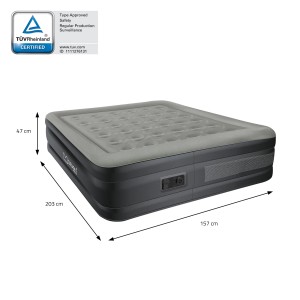 Graue ML-Design Luftmatratze für 2 Personen, selbstaufblasend, 203x157x47 cm. Ideal als Gästebett.