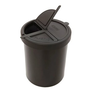 Schwarzer, runder PROREGAL Papierkorb aus Metall, 15 Liter, mit Deckel für Papier und Plastik.