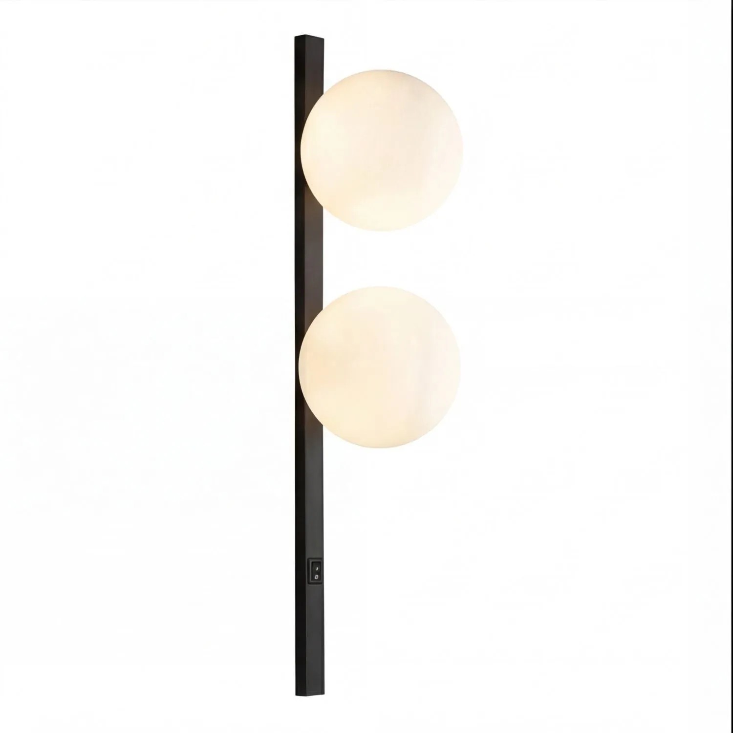 Licht-Erlebnisse Wandleuchte Mit Schalter Metall 60 CM Hoch Schwarz Weiß Glas E14 2-Flammig