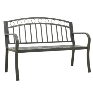 Graue vidaXL Gartenbank mit Tisch, 120 cm breit, aus Stahl. Ideal für Garten und Terrasse.