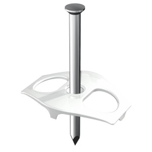 OBO Bettermann Nagel Fix 3,5x60mm, 100er Packung. Nagel mit weißer Kunststoffhalterung für Elektroinstallationsmaterial.