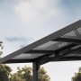 Detailansicht: Schwarzes Palram Canopia Carport Sydney Wave mit Polycarbonat-Dach.