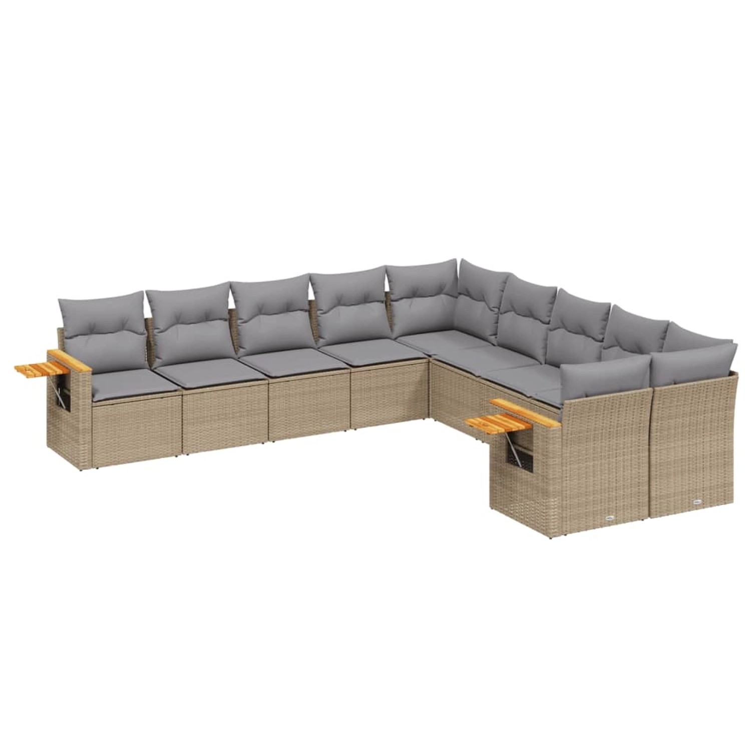 vidaXL 10-Tlg Garten-Sofagarnitur mit Kissen Beige Poly Rattan 3259595 günstig online kaufen
