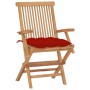 vidaXL Gartenstühle mit Roten Kissen 2 Stk Massivholz Teak 3062508_2