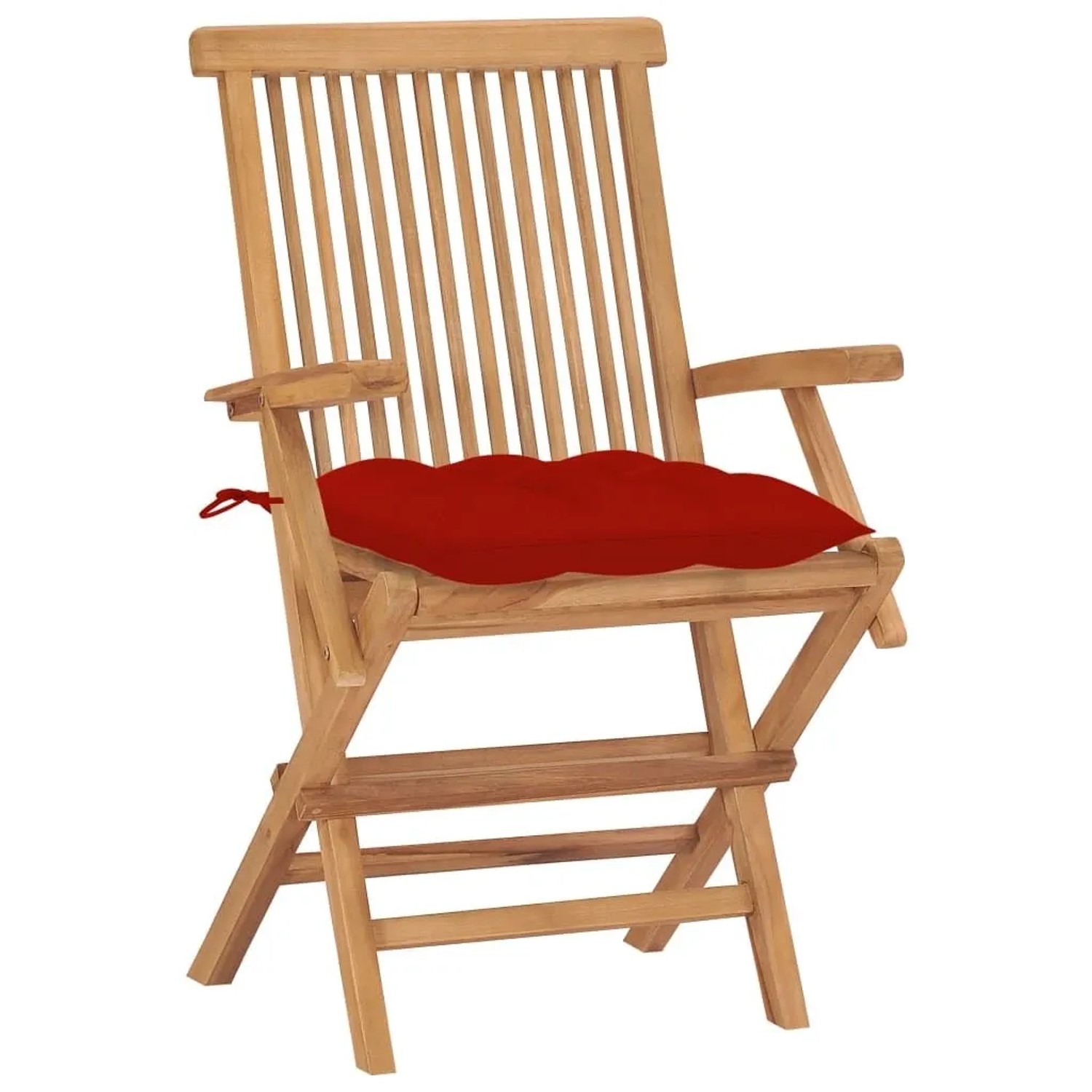 vidaXL Gartenstühle mit Roten Kissen 2 Stk Massivholz Teak 3062508_2