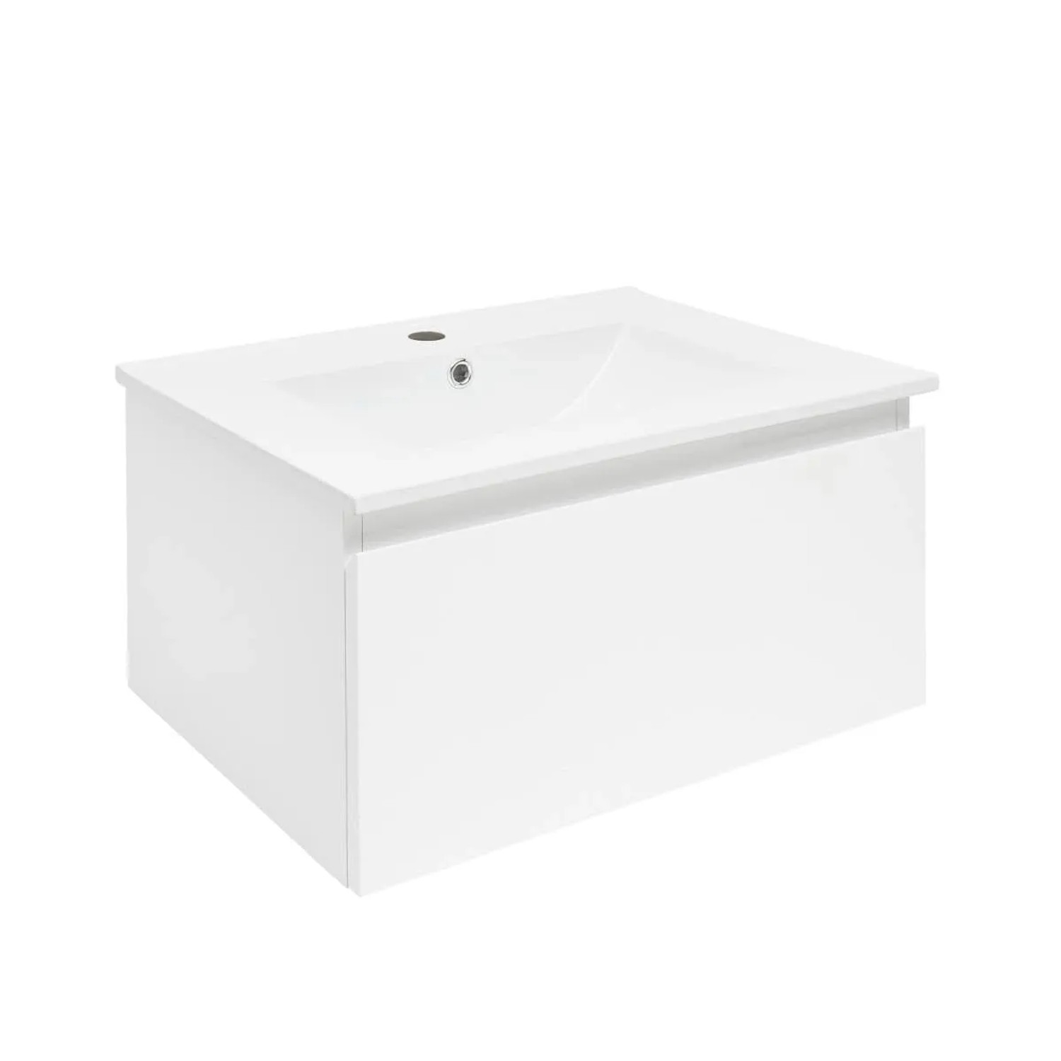 Swiss Aqua Technologies Badezimmerschrank mit Waschbecken 59x45x30CM Weiß Glänzend Hängend