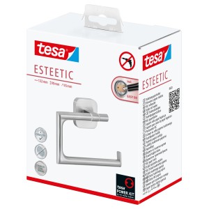 Tesa Esteetic Toilettenpapierhalter in Edelstahloptik, verpackt.