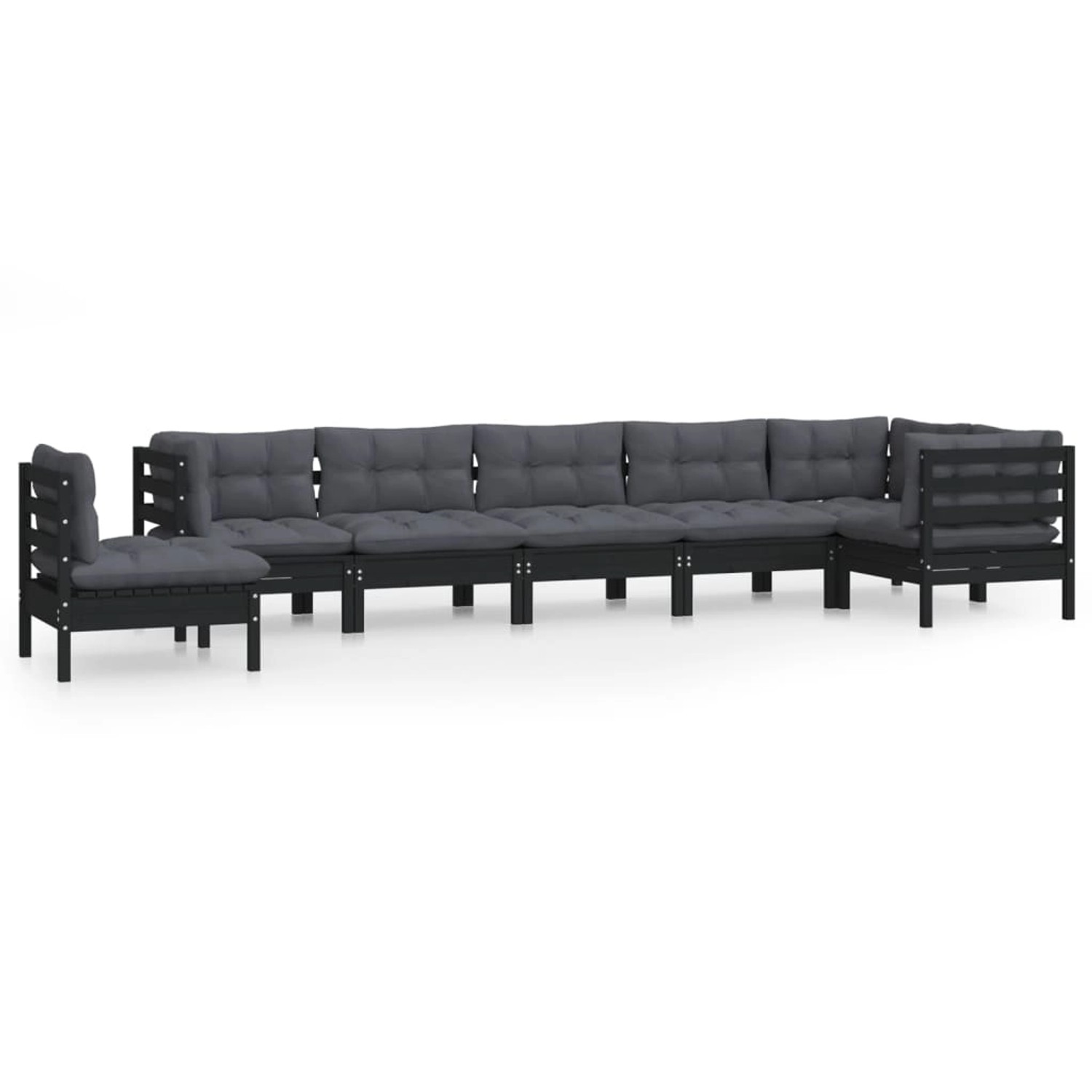 vidaXL 8-tlg Garten-Lounge-Set mit Kissen Schwarz Massivholz Kiefer Modell günstig online kaufen