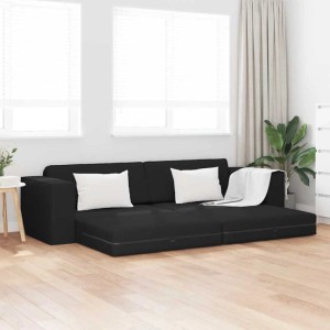Schwarzes vidaXL Schlafsofa (245 cm) aus Stoff mit Kissen, ideal als Sofa oder Gästebett.