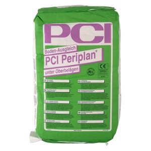 Sack PCI Periplan Bodenausgleichsmasse, 25 kg, für den Innenbereich zum Ausgleichen von Unebenheiten.