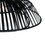 Detailaufnahme der orientalischen Bogenlampe Pua mit schwarzem Bambusschirm.