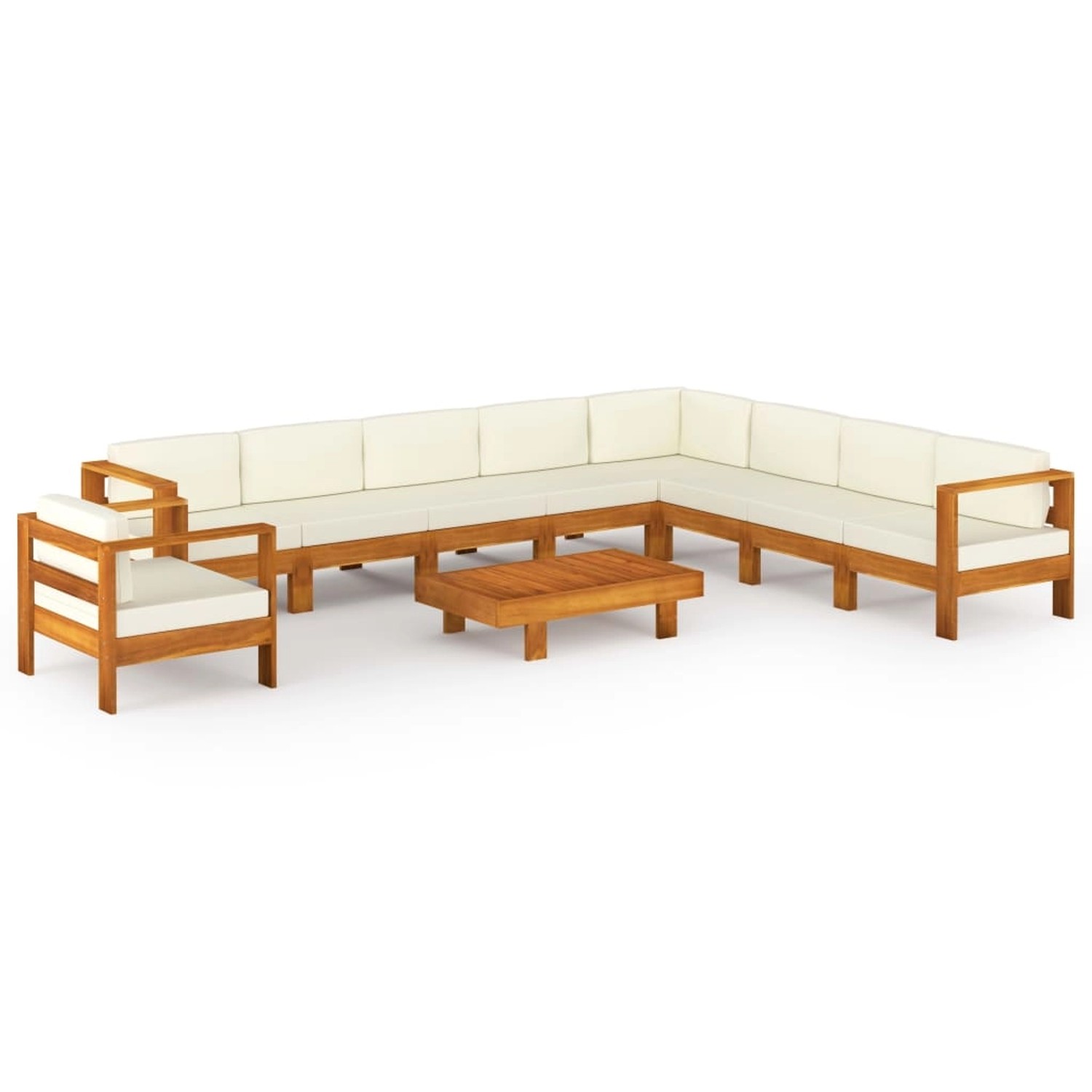 vidaXL 10-tlg Garten-Lounge-Set mit Creme Auflagen Massivholz Akazie Modell 1