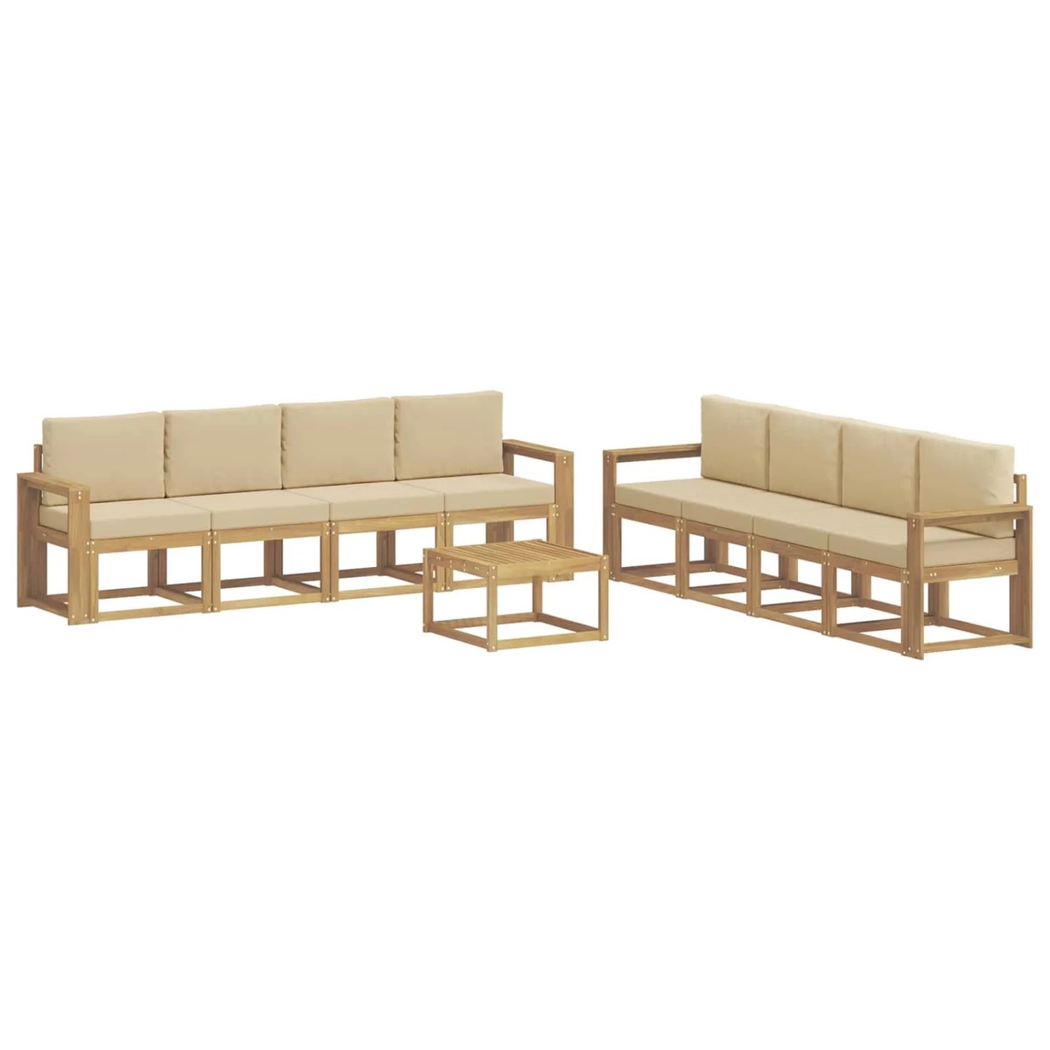 vidaXL Outdoor-Sofagarnitur mit Kissen 9-Tlg Weiß und Beige 3387427