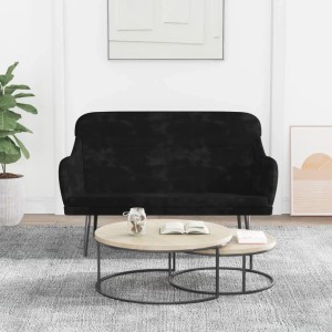 Schwarze vidaXL Sitzbank (110x76x80 cm) aus Samt mit Metallgestell.